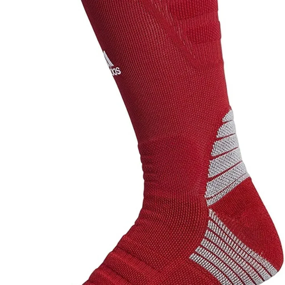 Adidas Alphaskin Full Cushioning Athletic Socks Crew Length Size M 6.5 - 9 Red